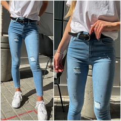 Женские джинсы зауженные 113, Цвет: Голубой, Размер женских джинсов: 25, фото , изображение 2