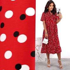 Платье большого размера в горошек цвет красный 400, Цвет: Красный, Размер: 48-52 UKR (One size), фото , изображение 2