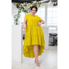 Асиметрична сукня великого розміру жовта с41464, Колір: Жовтий , Розмір: 50-52, фото 