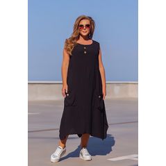 Платье туника большого размера цвет черный 760, Цвет: Черный, Размер: 50-52 UKR, фото 