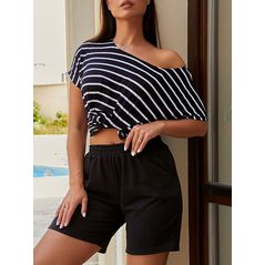 Жіночий спортивний костюм шорти та футболка колір чорний 1045, Колір: Чорний, Розмір: 48-54, фото 