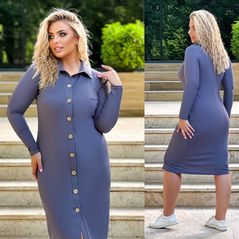 Сукня сорочка міді з довгим рукавом колір сірий 1324, Колір: Сірий, Розмір: 50-52, фото 