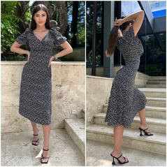 Сукня міді з коротким рукавом колір чорний 437, Колір: Чорний, Розмір: s-m, фото 