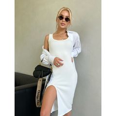 Костюм двойка платье и рубашка цвет белый 7272, Цвет: Белый, Размер: S-M (42-44 UKR), фото , изображение 2