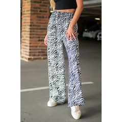 Женские брюки прямые свободные цвет черно-белый 573-5273, Цвет: Черно-белый, Размер: S-M (42-44 UKR), фото 