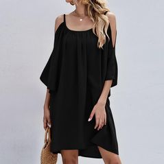 Платье короткое на бретельках цвет черный 3219, Цвет: Черный, Размер: 42-46 UKR (One size), фото , изображение 2