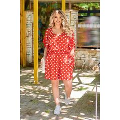 Женский костюм в горошек блузка и шорты цвет терракота р15405, Цвет: Терракота , Размер: 50-52 UKR, фото , изображение 3