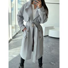 Жіночий плащ англійський сірого кольору 30266, Колір: Сірий, Розмір: 42-46, фото 