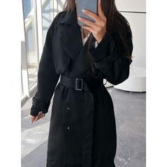 Женский плащ английский черного цвета 30266, Цвет: Черный, Размер: 42-46 UKR (One size), фото 