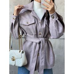 Пальто- сорочка жіноча з кашеміру колір сірий-ліловий 30222, Колір: Сірий, Розмір: s-m, фото 