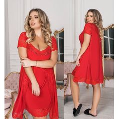 Женская ночная рубашка и пеньюар цвет красный 2238/2240, Цвет нижнего белья: Красный, Размер: S-M (42-44 UKR), фото , изображение 2