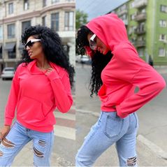 Женский яркий худи модный малиновый 377, Цвет: Малиновый, Размер: S-M (42-44 UKR), фото 