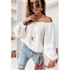 Женская блузка с длинным рукавом белая АК0001, Цвет: Белый, Размер: S-M (42-44 UKR), фото 