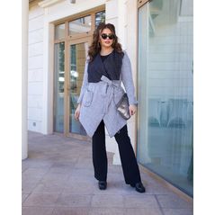 Кардиган женский большого размер серого цвета с41129, Цвет: Серый, Размер: 50-52 UKR, фото , изображение 2