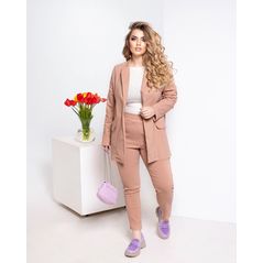 Женский брючный костюм с пиджаком бежевый 273220, Цвет: Бежевый, Размер: 50-52 UKR, фото 