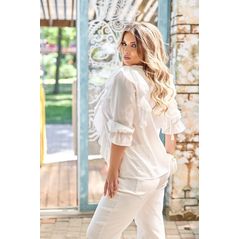 Женская блузка красивая молочная с рюшами р15399, Цвет: Молочный, Размер: S-M (42-44 UKR), фото , изображение 2