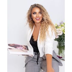 Женский костюм брючный с пиджаком цвет белый 385, Цвет: Белый, Размер: 50-52 UKR, фото , изображение 2