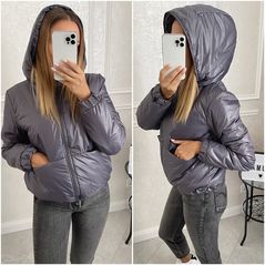 Женская куртка короткая серая 828/1828, Цвет: Серый, Размер: S-M (42-44 UKR), фото 