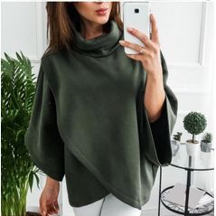 Женская туника в стиле пончо хаки 3228, Цвет: Хаки, Размер: 42-46 UKR (One size), фото 