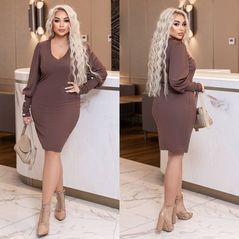 Сукня мокко великого розміру 6099, Колір: Мокко, Розмір: 50-52, фото 