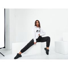 Модний жіночий спортивний костюм великого розміру чорно-білий 2024, Колір: Чорно-білий, Розмір: 48-50, фото , зображення 3