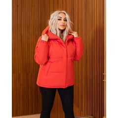 Женская матовая куртка короткая с капюшоном красная  533/1533, Цвет: Красный, Размер: S-M (42-44 UKR), фото 