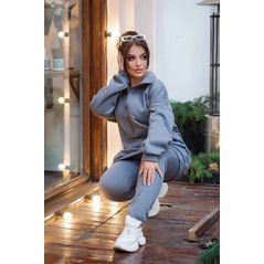 Жіночий костюм спортивний двійка для повних сірий р15433/1, Колір: Сірий, Розмір: 50-52, фото 