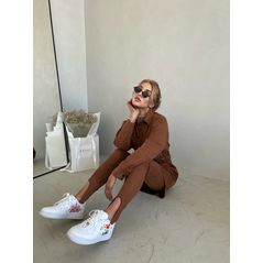 Женский стильный комплект платье-рубашка и лосины кирпич 7214, Цвет: Кирпич, Размер: S-M (42-44 UKR), фото , изображение 2