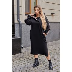 Тепла сукня міді з капюшоном чорна р15437, Колір: Чорний, Розмір: s-m, фото 