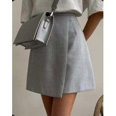 Женская юбка мини стильная 3234, Цвет: Серый, Размер: S-M (42-44 UKR), фото 