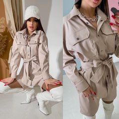 Жіночий костюм сорочка та шорти короткі колір бежевий 1316, Колір: Бежевий, Розмір: s-m, фото 