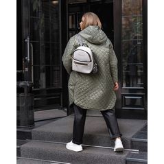 Женская удлиненная куртка с капюшоном оливка 1095, Цвет: Оливковый, Размер: S-M (42-44 UKR), фото , изображение 2