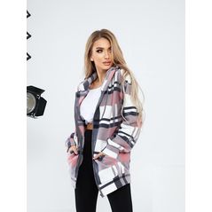 Жіноча кофта з капюшоном в клітинку колір рожевий 602-5302, Колір: Рожевий, Розмір: s-m, фото , зображення 2