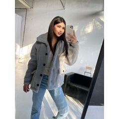 Жіноча шуба коротка колір сірий 3010, Колір: Сірий, Розмір: s-m, фото 