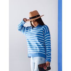 Женский свитер в тонкую полоску цвет джинс 4189, Цвет: Джинс, Размер: 42-46 UKR (One size), фото 