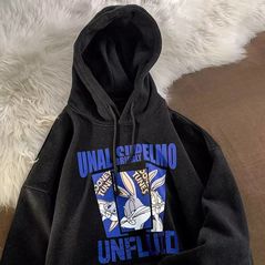 Жіночий модний худі вільного крою чорний «Bugs Bunny» 1376, Колір: Чорний, Розмір: 42-48, фото 