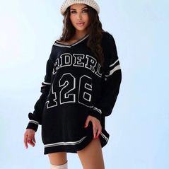 Женский свитер свободного кроя черный 5060, Цвет: Черный, Размер: 42-46 UKR (One size), фото 