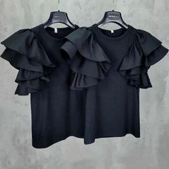 Блузка белая с коротким рукавом  3245, Цвет: Черный, Размер: 42-46 UKR (One size), фото 