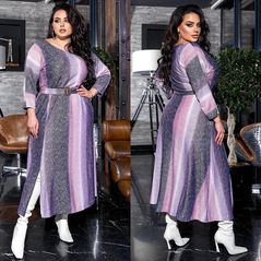 Стильное платье для полных с поясом 41649/3, Размер: 50-52 UKR, фото 