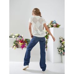 Женская кофта с коротким рукавом белая 108, Цвет: Белый, Размер: 42-46 UKR (One size), фото , изображение 2