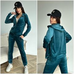 Жіночий спортивний костюм велюровий штани та кофта на блискавці бірюзовий 350, Колір: Бірюзовий, Розмір: s-m, фото 