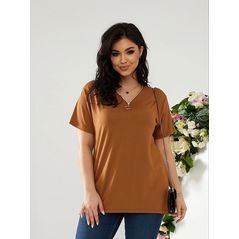 Женская футболка большого кроя кофе 229, Цвет: Кофейный , Размер: 48-50 UKR, фото , изображение 2