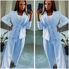 Женский деловой костюм брючный голубой 360/1360, Цвет: Голубой, Размер: S-M (42-44 UKR), фото 