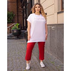 Женский прогулочный костюм брюки и футболка цвет красный 1033, Цвет: Красный, Размер: 50-52 UKR, фото 