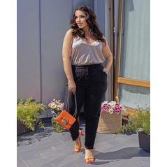 Жіночі літні штани з високою посадкою чорні 431, Колір: Чорний, Розмір: 48-52, фото , зображення 2