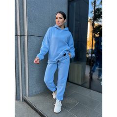 Женский спортивный костюм на флисе цвет голубой 23038, Цвет: Голубой, Размер: S-M (42-44 UKR), фото , изображение 2