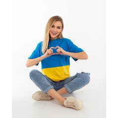 Женская футболка патриотическая голубая с желтым (Флаг Украины) 561, Размер: M-L (44-46 UKR), фото 