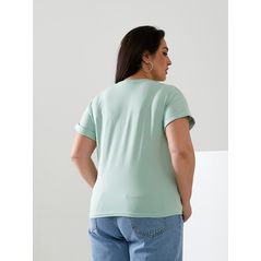 Женская футболка летняя однотонная мятная 6020, Цвет: Мятный, Размер: 42-46 UKR (One size), фото , изображение 2