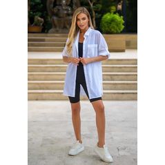 Женская белая рубашка свободного кроя 10151, Колір: Білий, Розмір: 42-48, фото , зображення 3