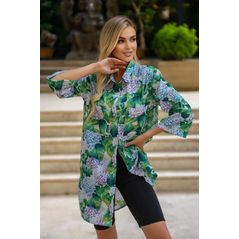 Жіноча сорочка довга вільного крою зелена 10151/1, фото 